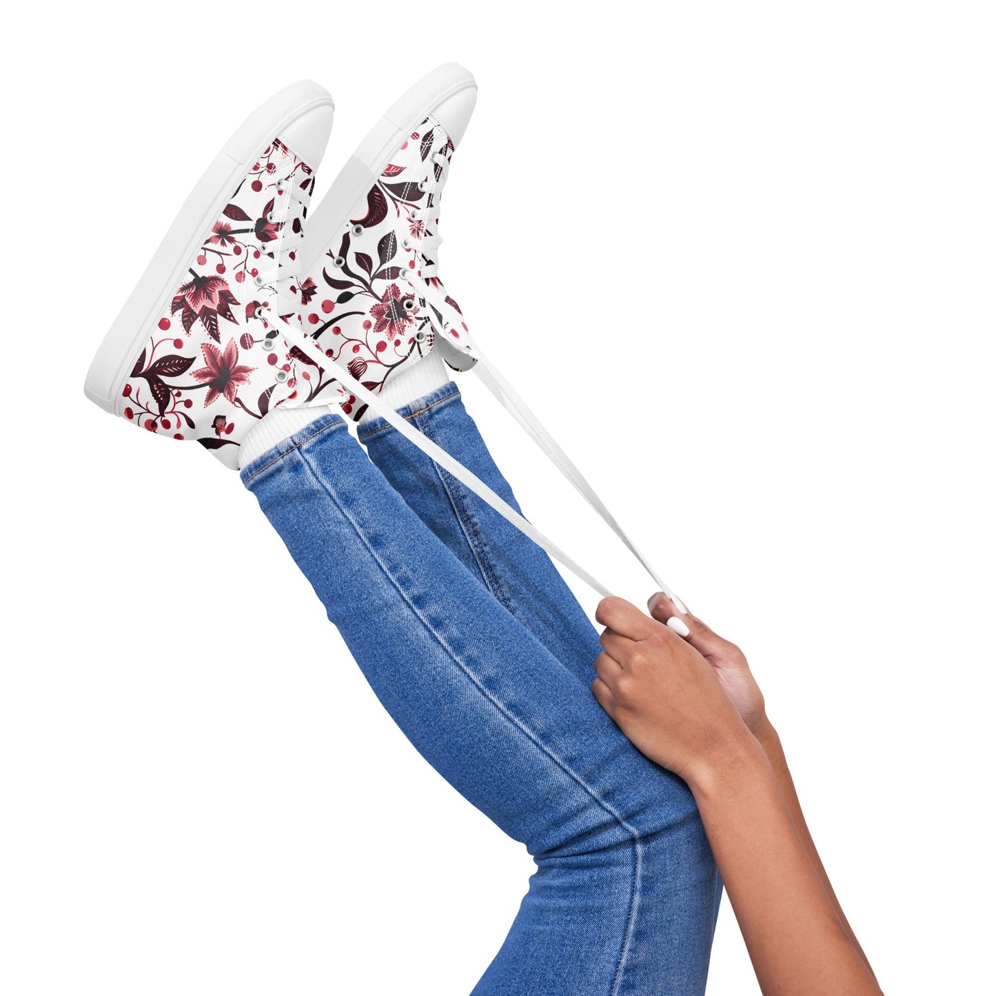 Burgundy Flower High Top Shoes - Sola Shoe