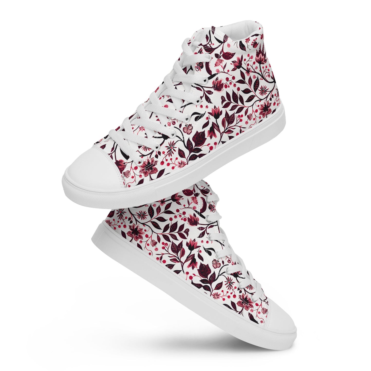 Burgundy Flower Men’s high top shoes - Sola Shoe