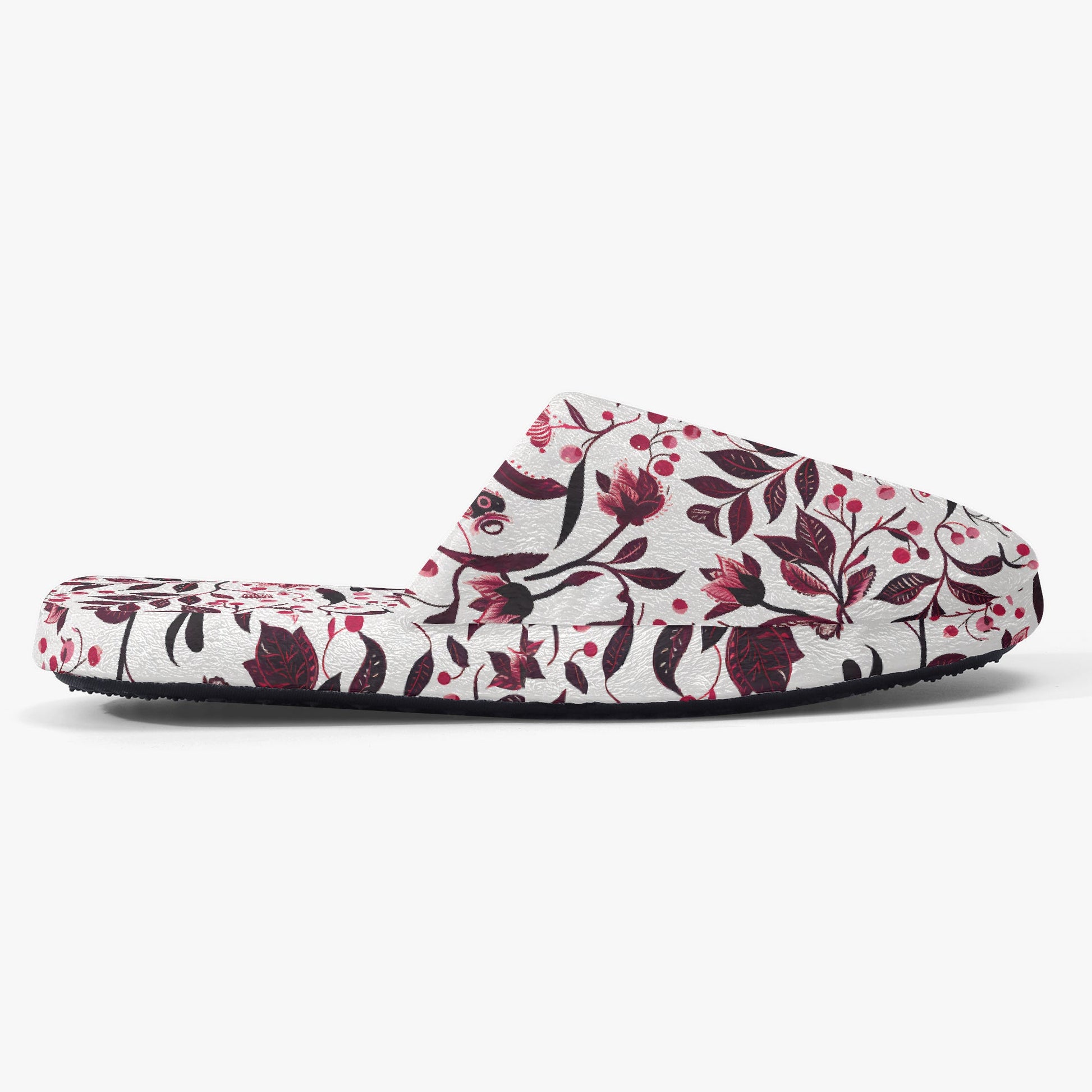 Burgundy Flower slippers – Cozy Sophistication with a Floral Twist - Sola Shoe
