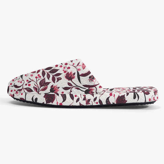 Burgundy Flower slippers – Cozy Sophistication with a Floral Twist - Sola Shoe