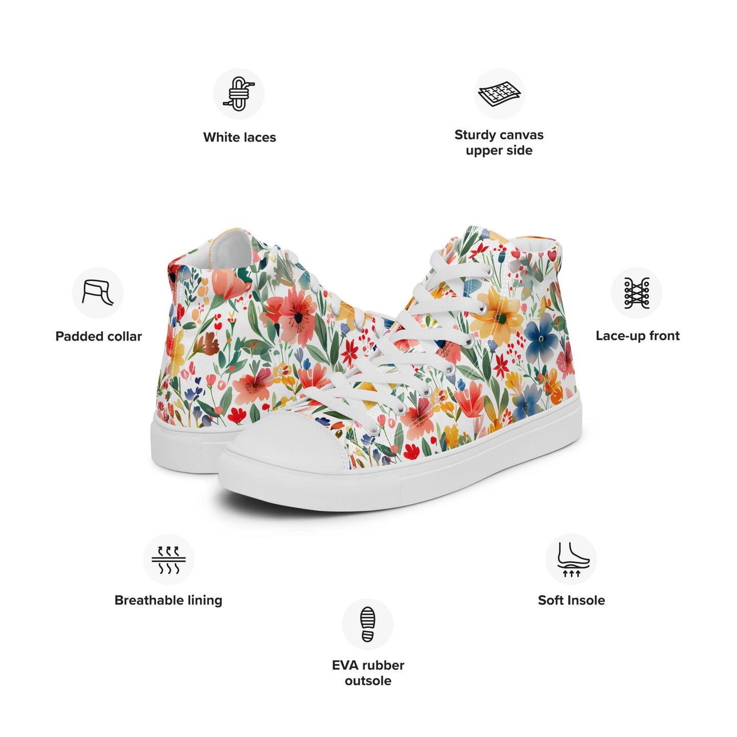 Wild Flowers high top shoes - Sola Shoe
