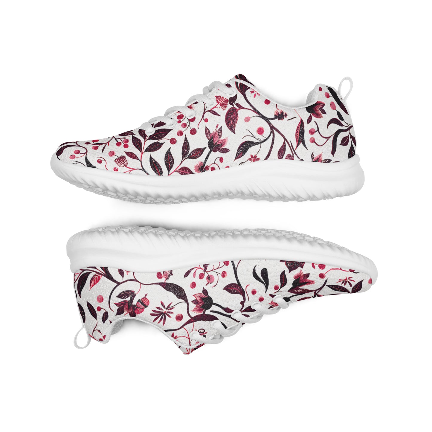 Burgundy Flower Athletic Shoes