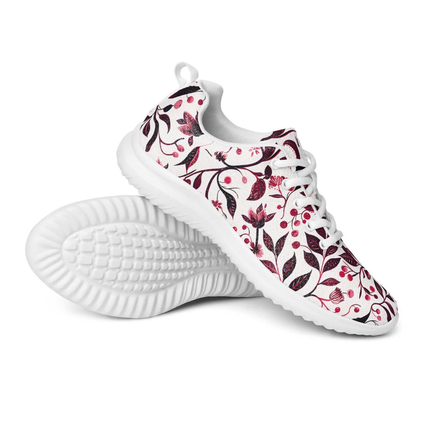Burgundy Flower Athletic Shoes