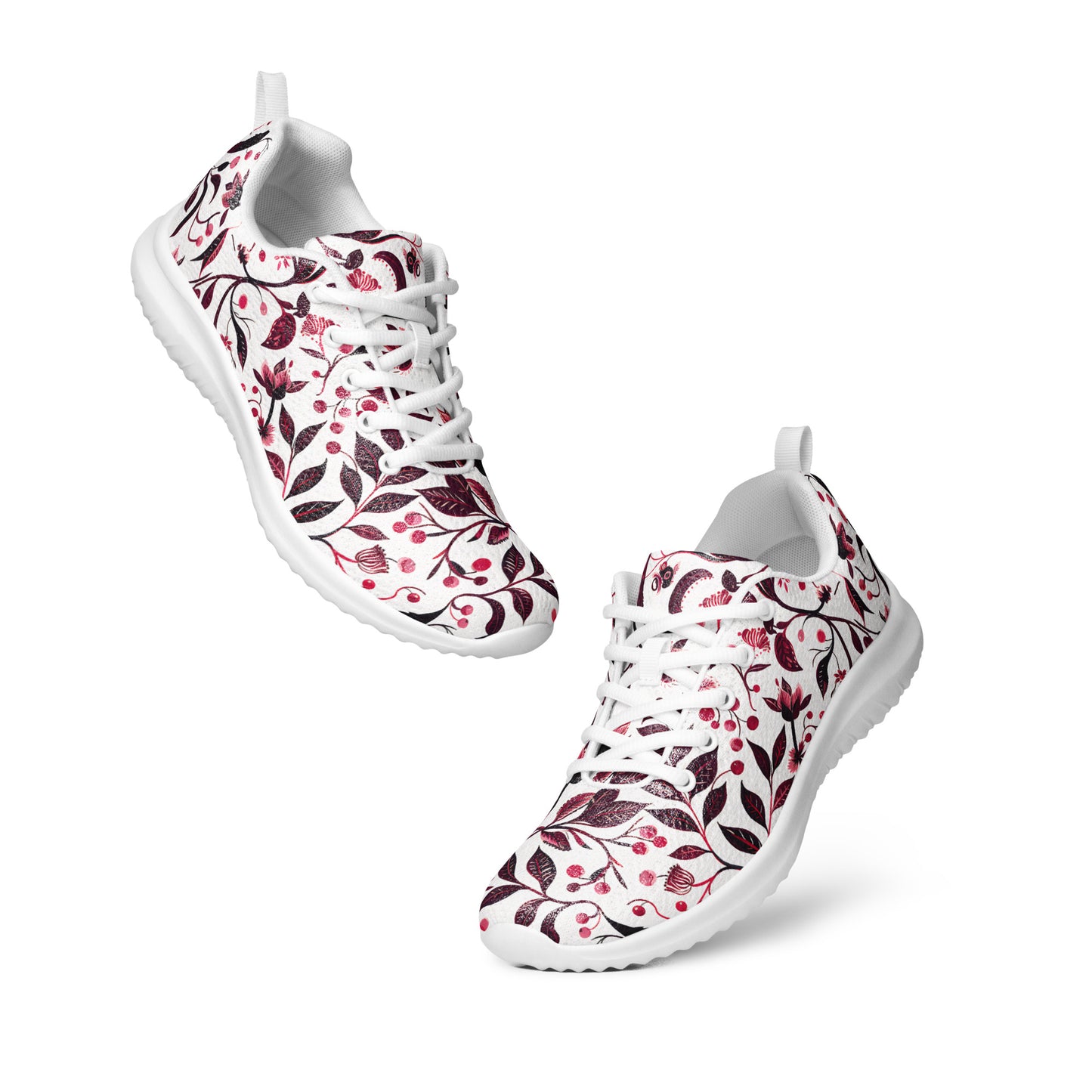 Burgundy Flower Athletic Shoes