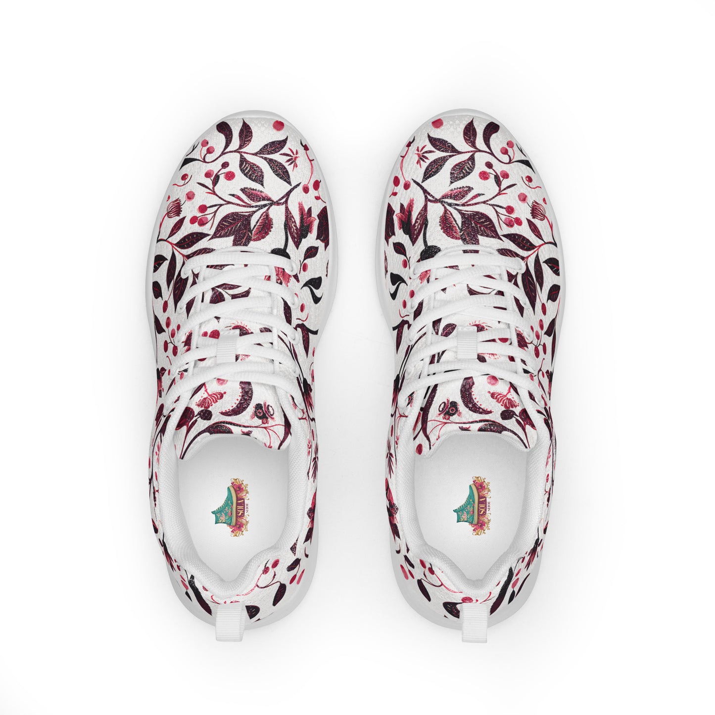 Burgundy Flower Athletic Shoes