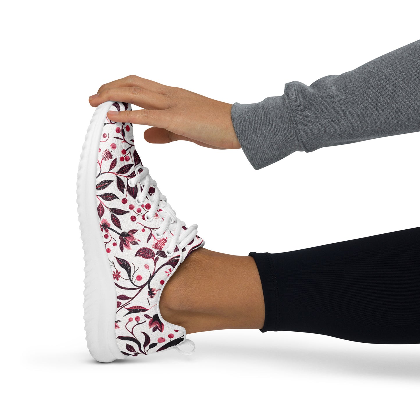 Burgundy Flower Athletic Shoes