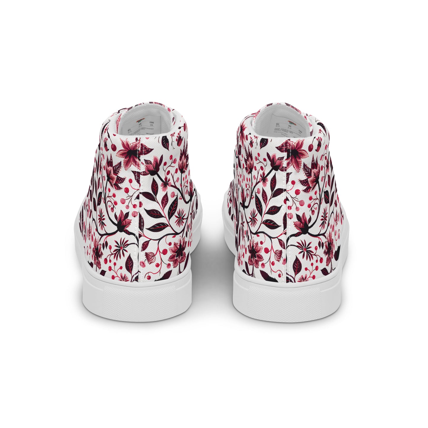 Burgundy Flower High Top Shoes