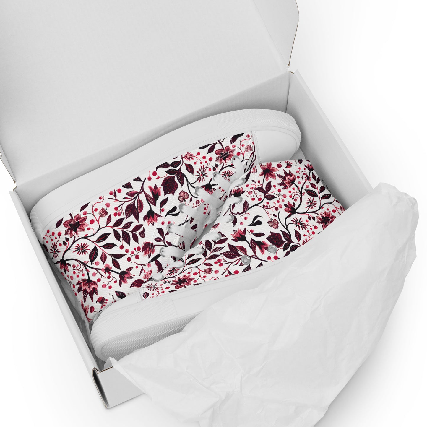 Burgundy Flower High Top Shoes