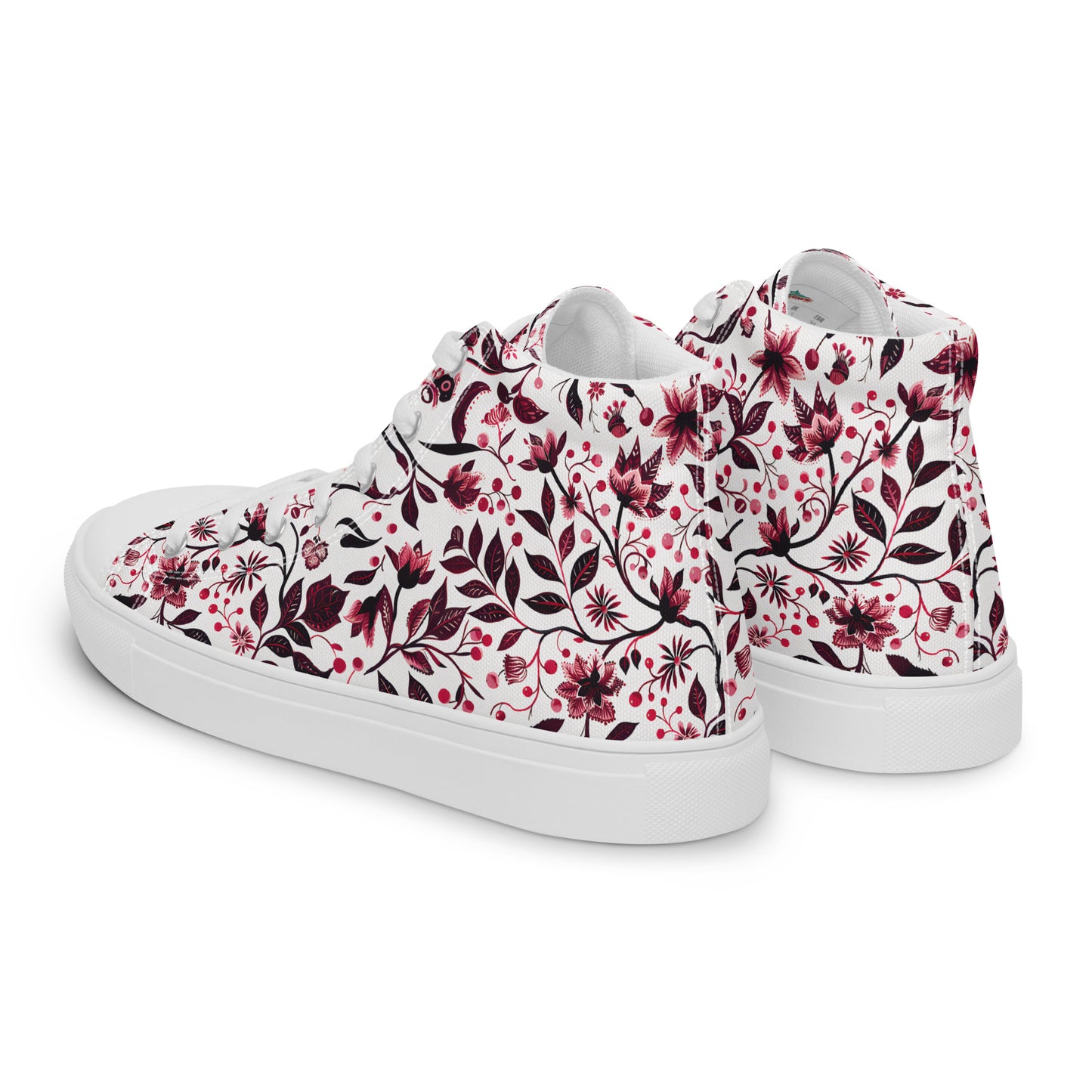 Burgundy Flower High Top Shoes