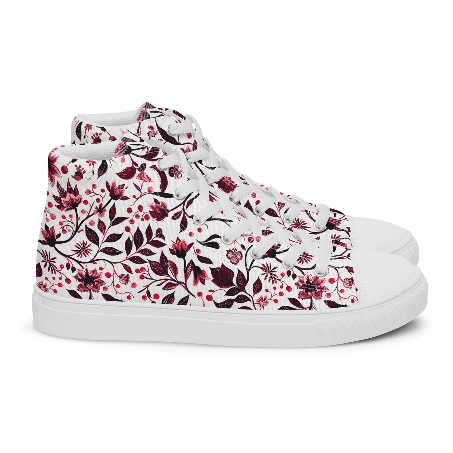 Burgundy Flower High Top Shoes