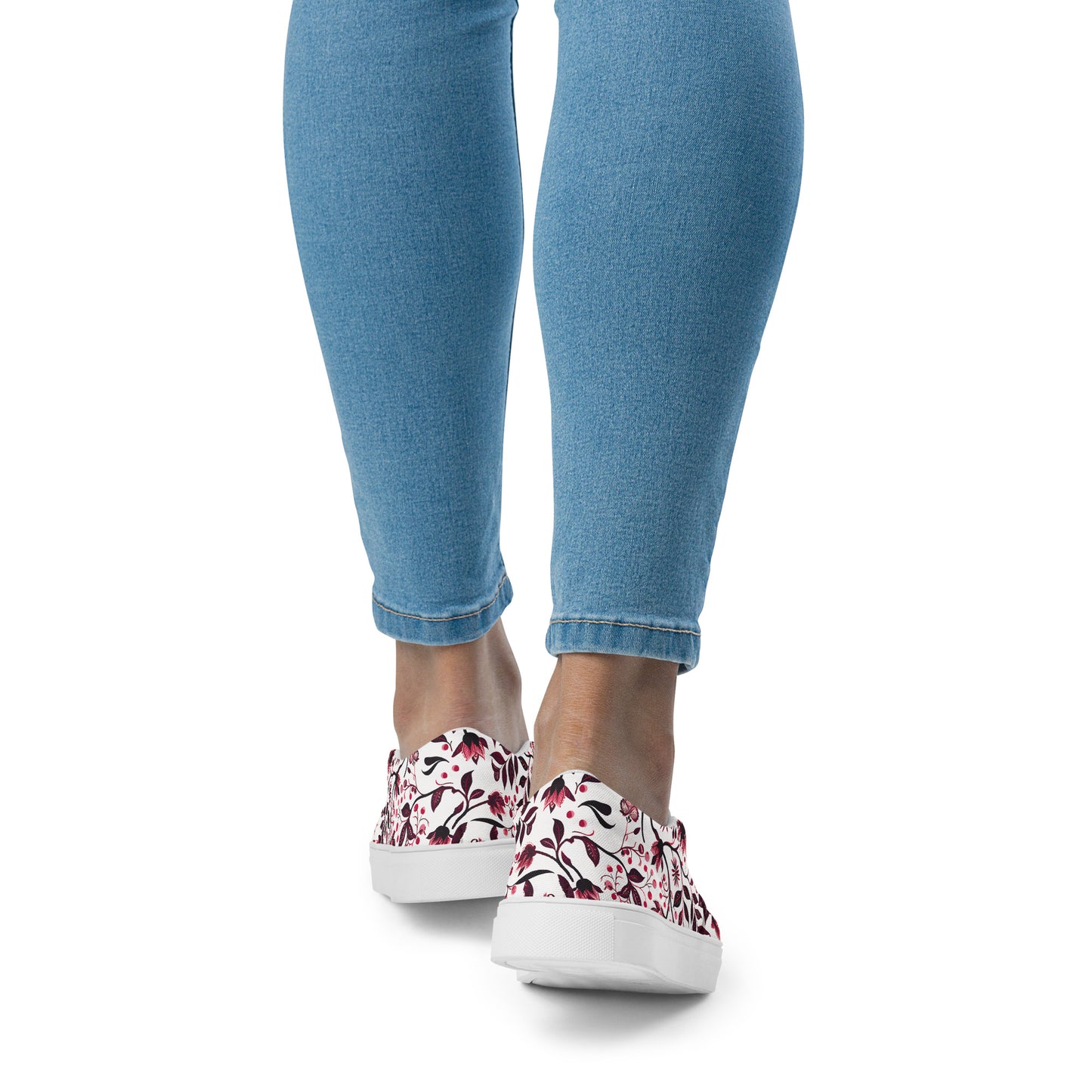 Burgundy Flower slip-on shoes