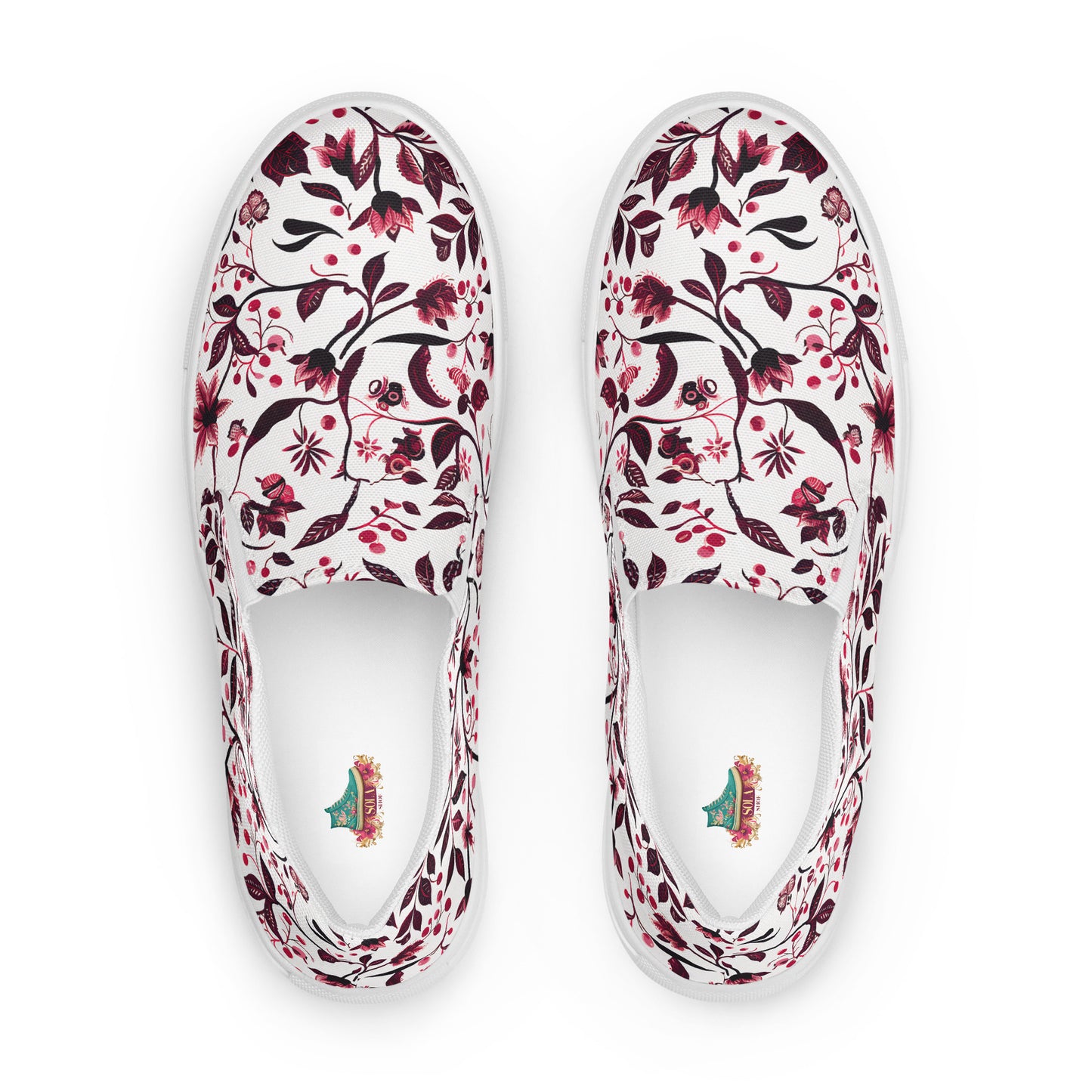 Burgundy Flower slip-on shoes