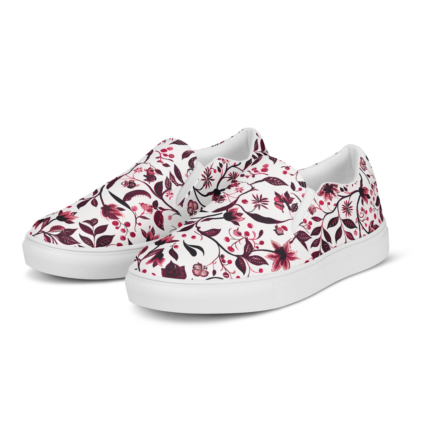 Burgundy Flower slip-on shoes