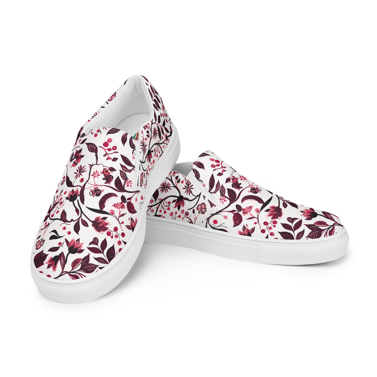 Burgundy Flower slip-on shoes