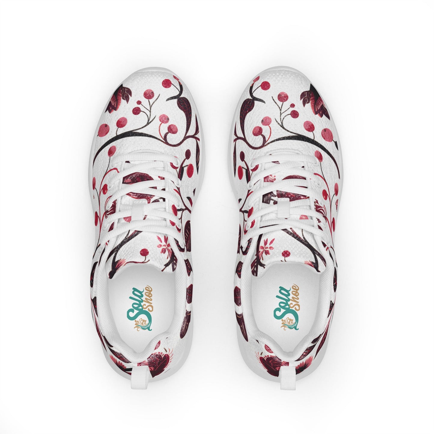 Burgundy Flower Athletic Shoes - Sola Shoe