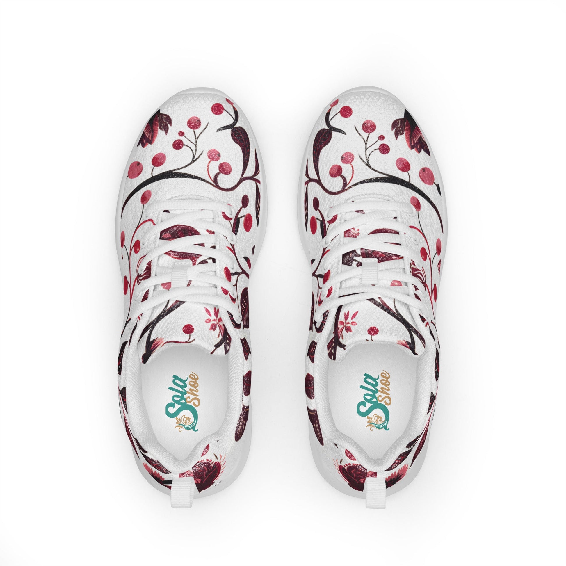 Burgundy Flower Athletic Shoes - Sola Shoe