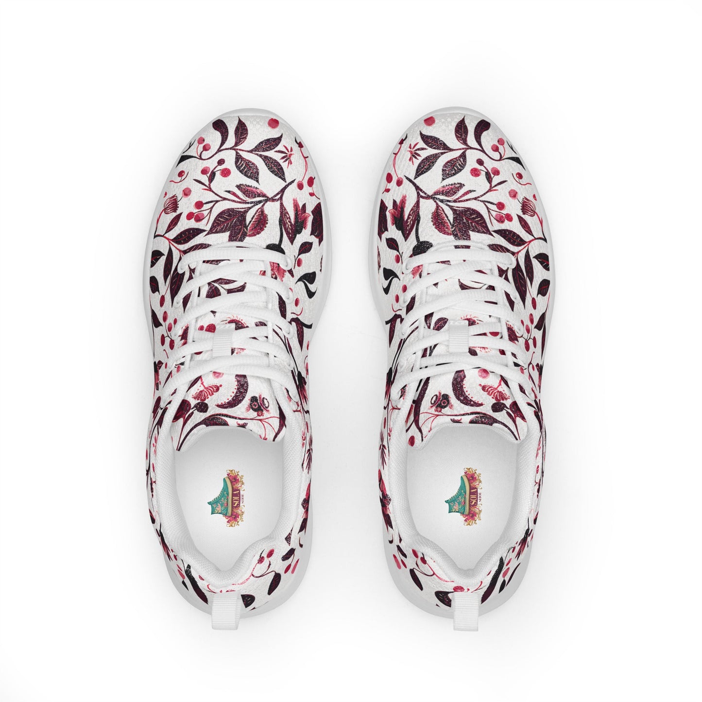 Burgundy Flower Athletic Shoes - Sola Shoe