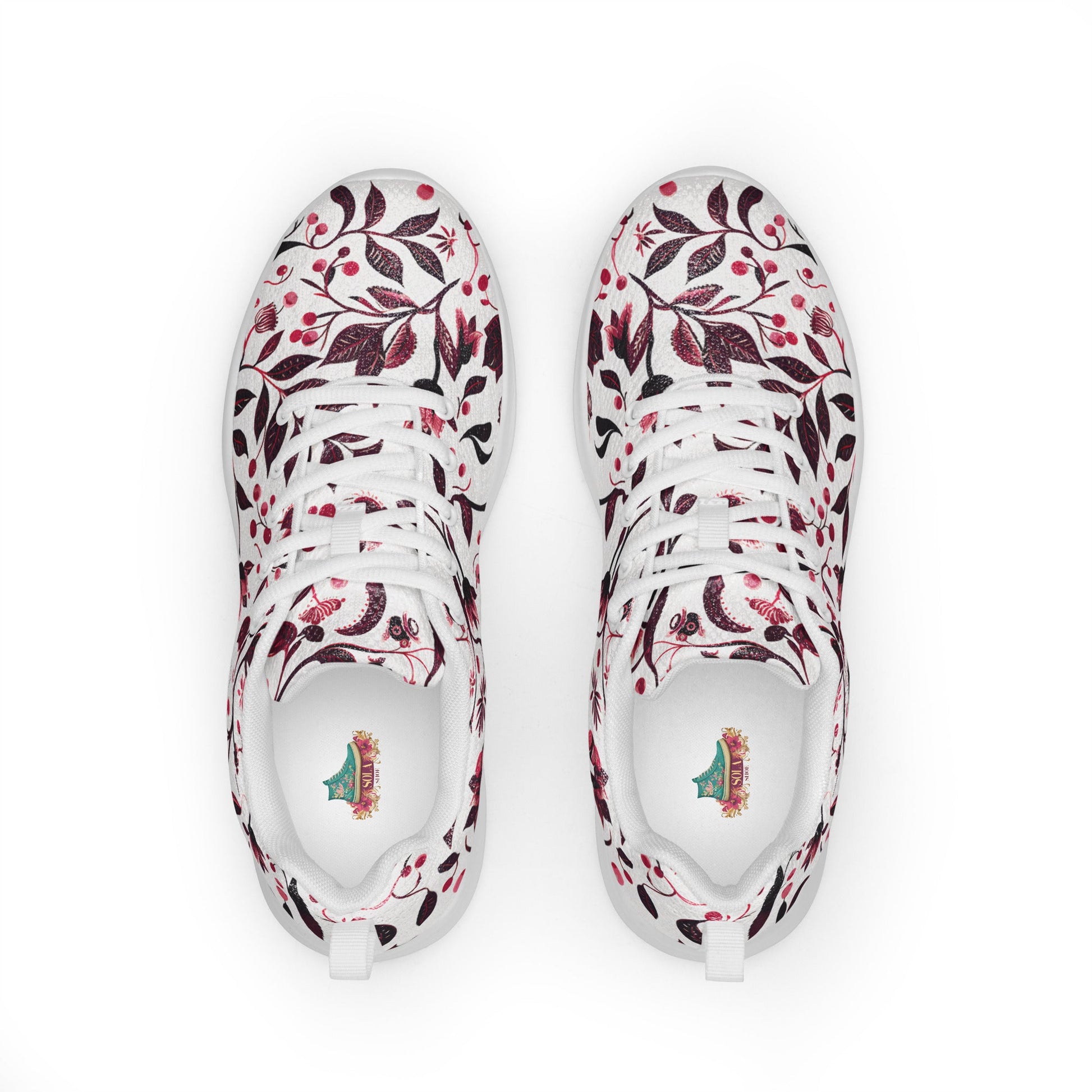 Burgundy Flower Athletic Shoes - Sola Shoe