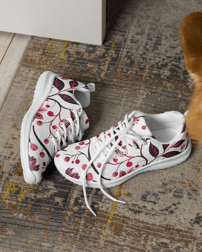 Burgundy Flower Athletic Shoes - Sola Shoe