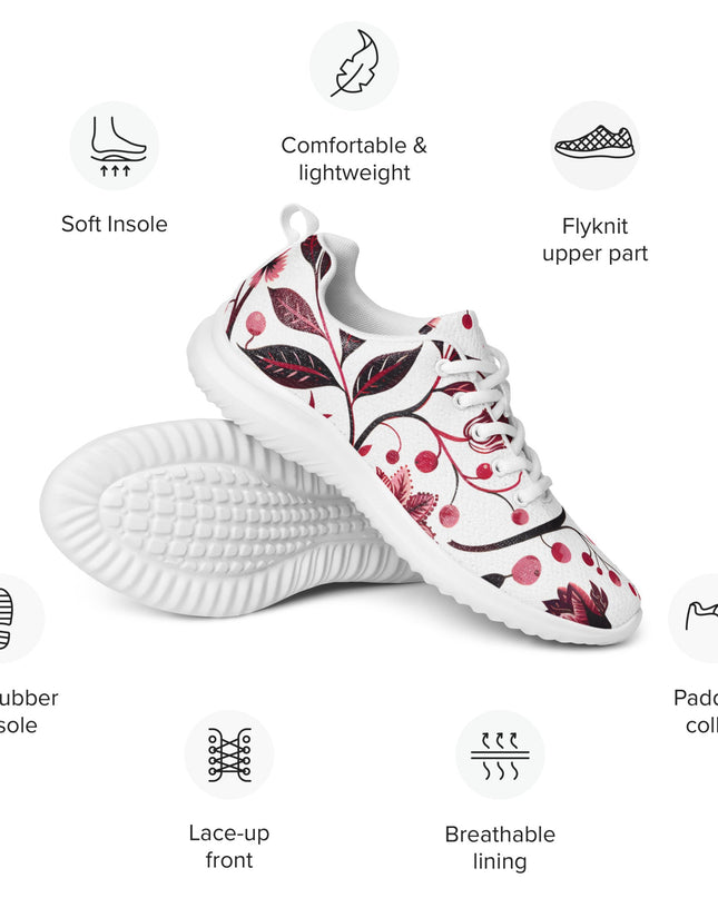 Burgundy Flower Athletic Shoes - Sola Shoe
