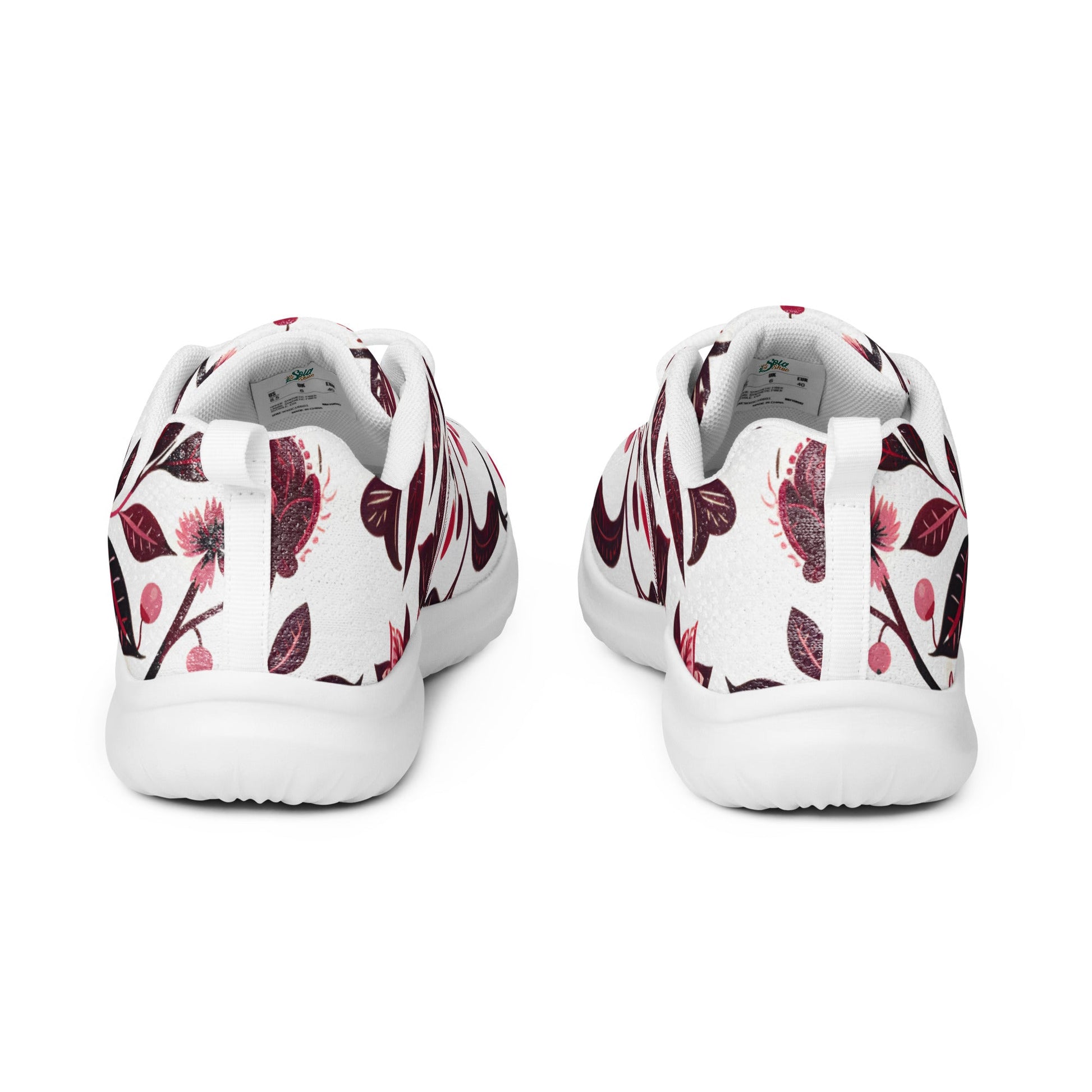 Burgundy Flower Athletic Shoes - Sola Shoe