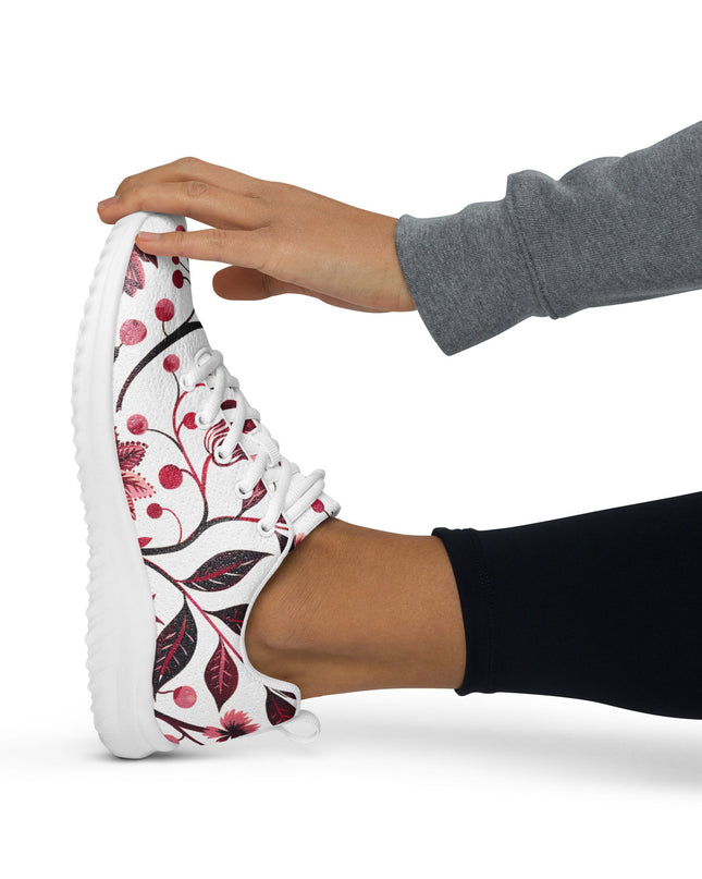 Burgundy Flower Athletic Shoes - Sola Shoe