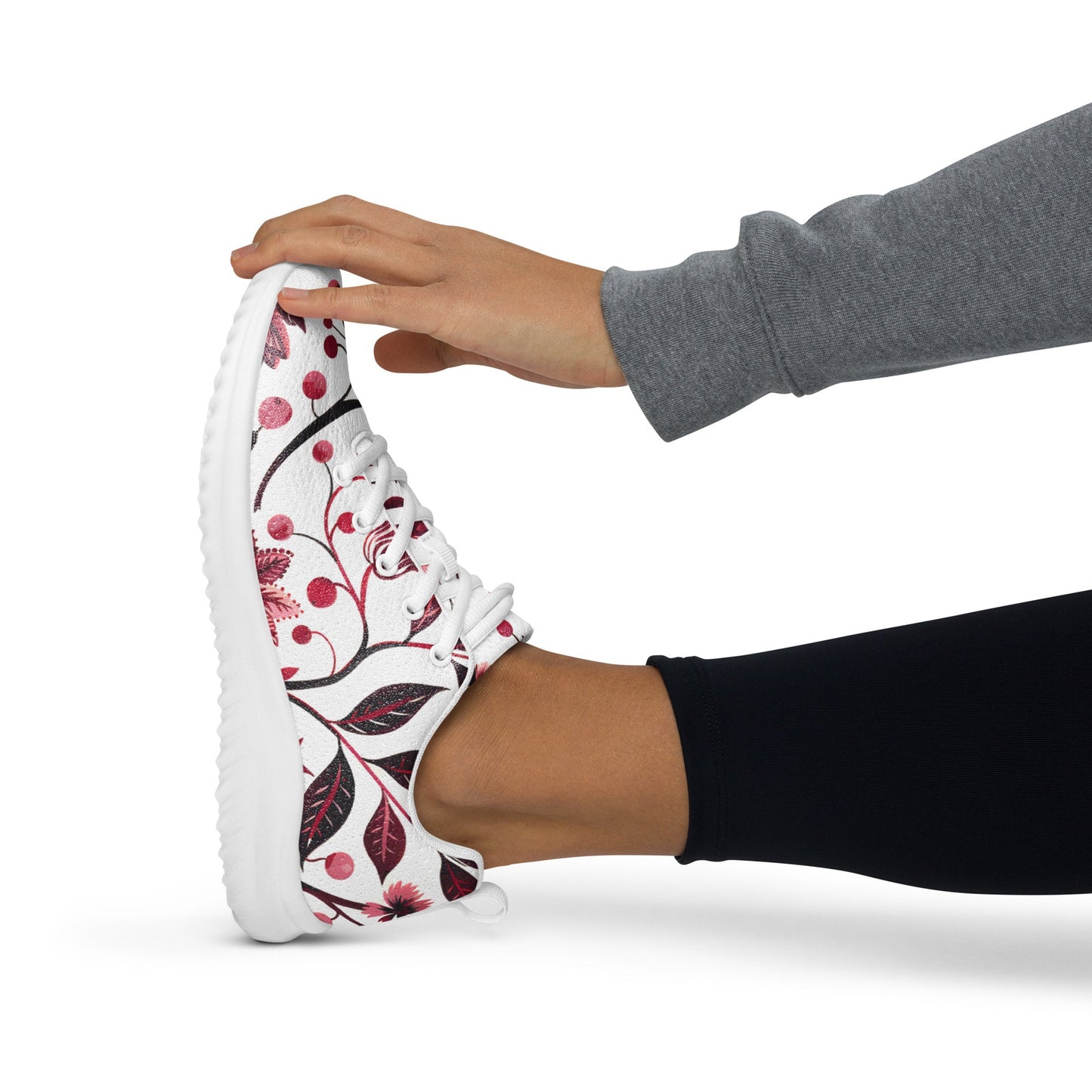 Burgundy Flower Athletic Shoes - Sola Shoe