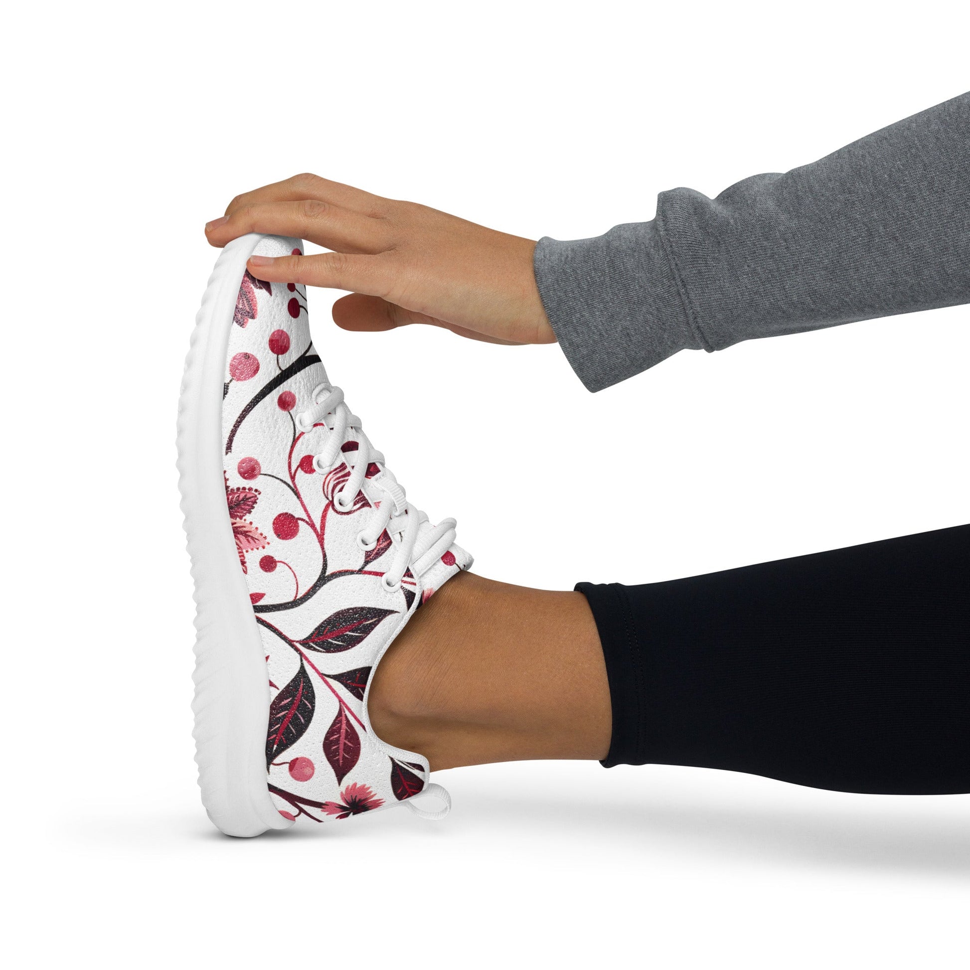 Burgundy Flower Athletic Shoes - Sola Shoe