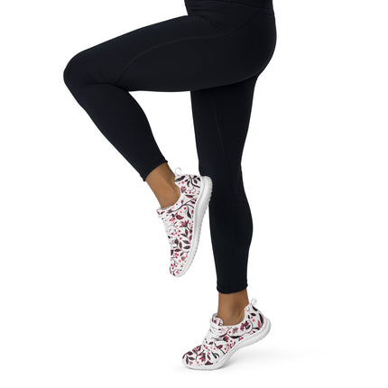 Burgundy Flower Athletic Shoes - Sola Shoe
