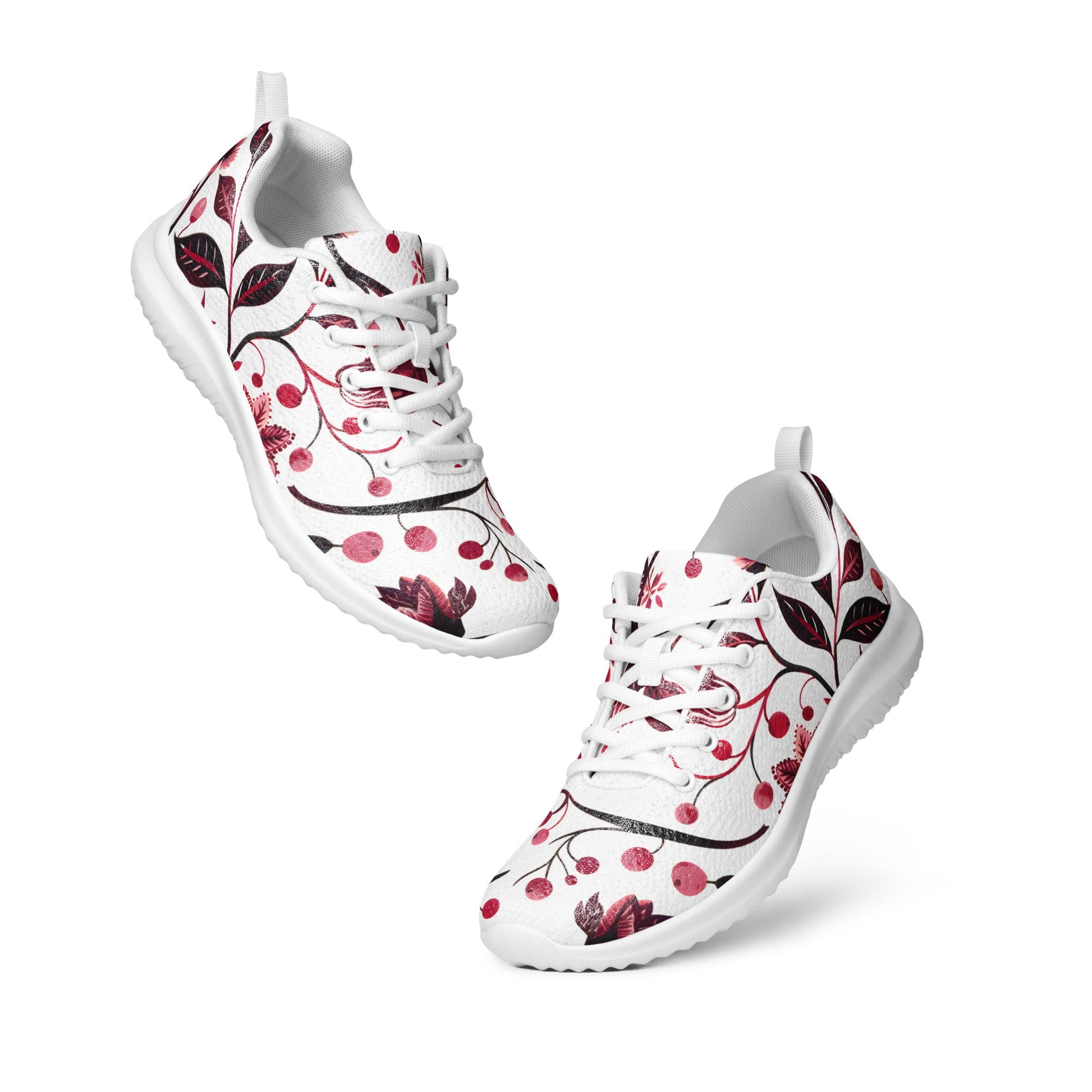 Burgundy Flower Athletic Shoes - Sola Shoe