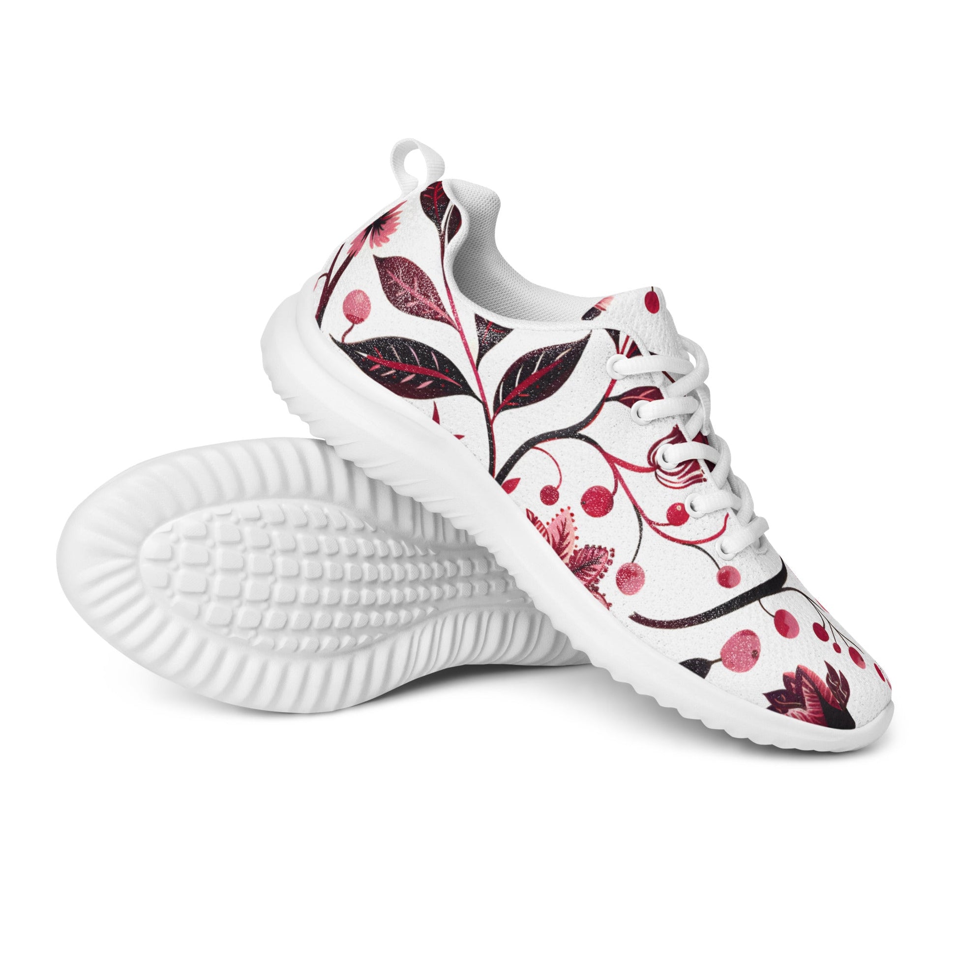 Burgundy Flower Athletic Shoes - Sola Shoe