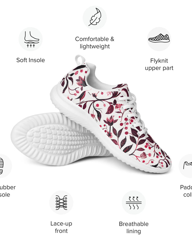 Burgundy Flower Athletic Shoes - Sola Shoe