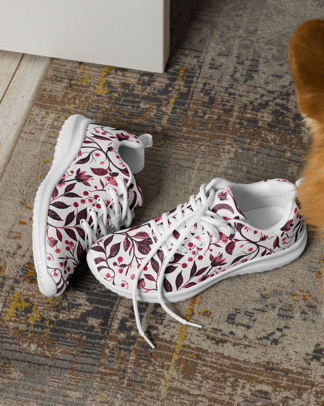 Burgundy Flower Athletic Shoes - Sola Shoe