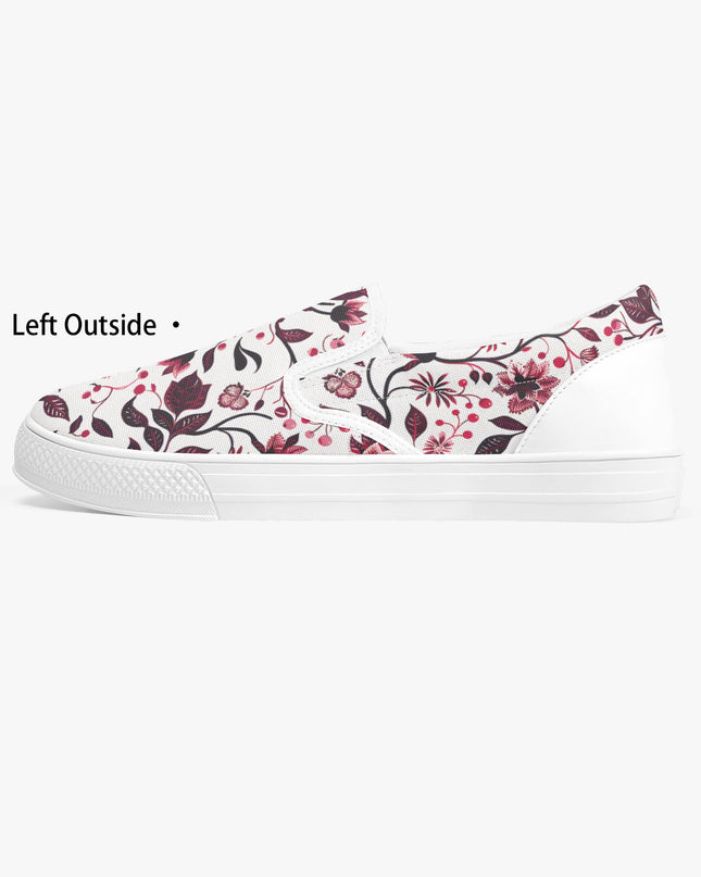 Burgundy Flower Classic Slip - On Shoes - Sola Shoe