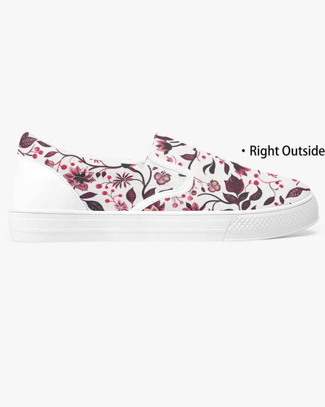 Burgundy Flower Classic Slip - On Shoes - Sola Shoe