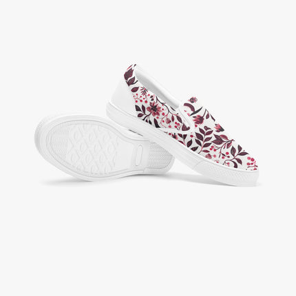 Burgundy Flower Classic Slip - On Shoes - Sola Shoe