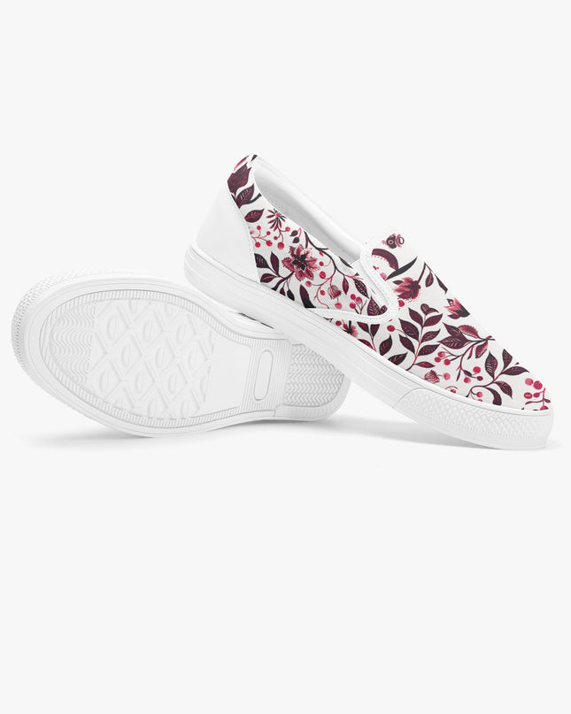 Burgundy Flower Classic Slip - On Shoes - Sola Shoe