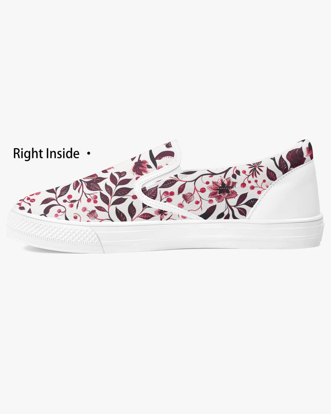 Burgundy Flower Classic Slip - On Shoes - Sola Shoe