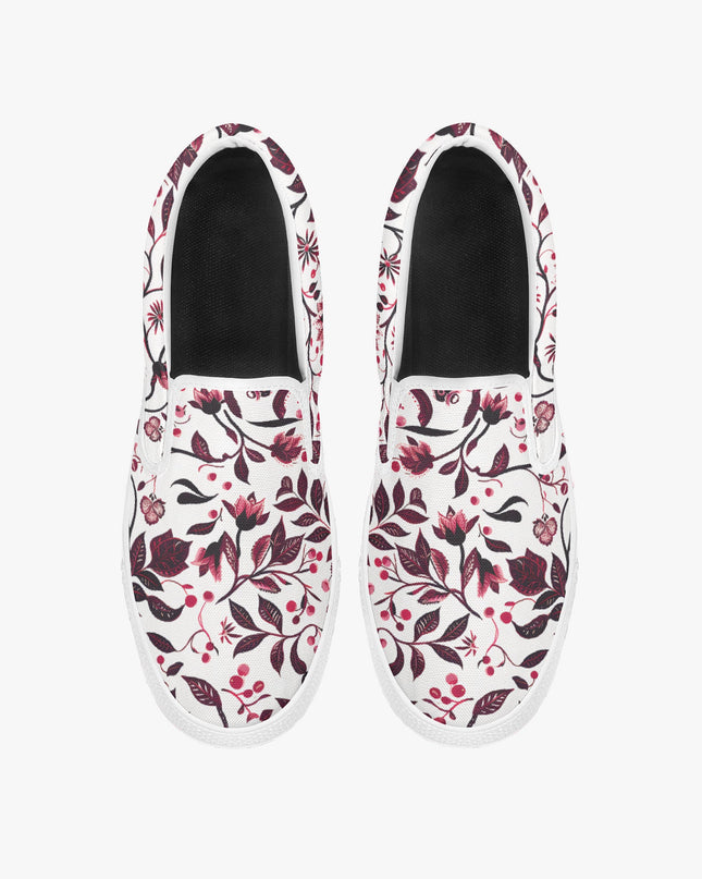 Burgundy Flower Classic Slip - On Shoes - Sola Shoe