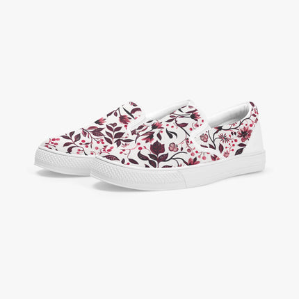 Burgundy Flower Classic Slip - On Shoes - Sola Shoe