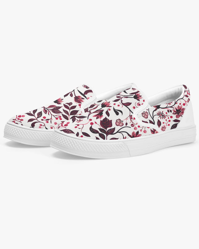 Burgundy Flower Classic Slip - On Shoes - Sola Shoe