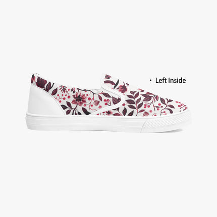 Burgundy Flower Classic Slip - On Shoes - Sola Shoe
