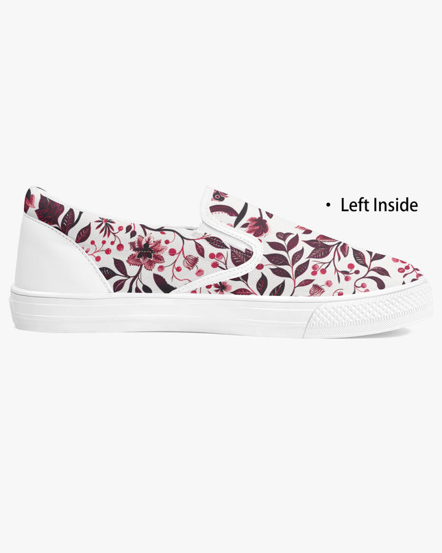 Burgundy Flower Classic Slip - On Shoes - Sola Shoe