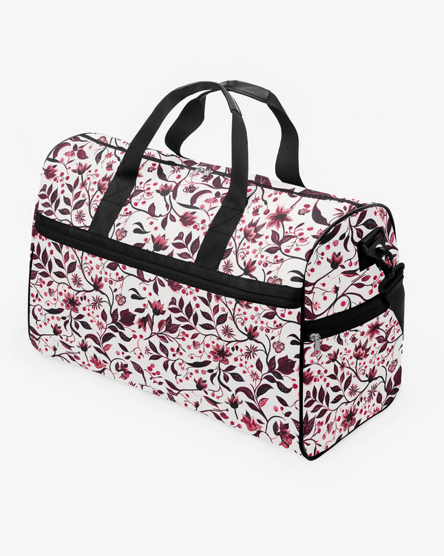 Burgundy Flower Gym Duffel Bag - Sola Shoe