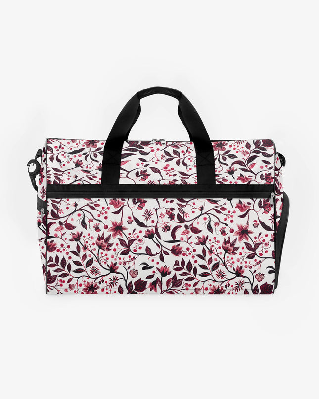 Burgundy Flower Gym Duffel Bag - Sola Shoe