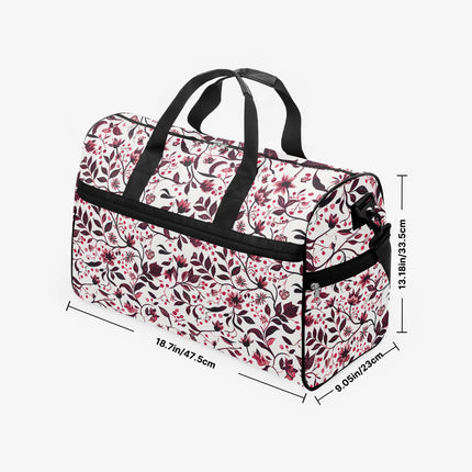 Burgundy Flower Gym Duffel Bag - Sola Shoe