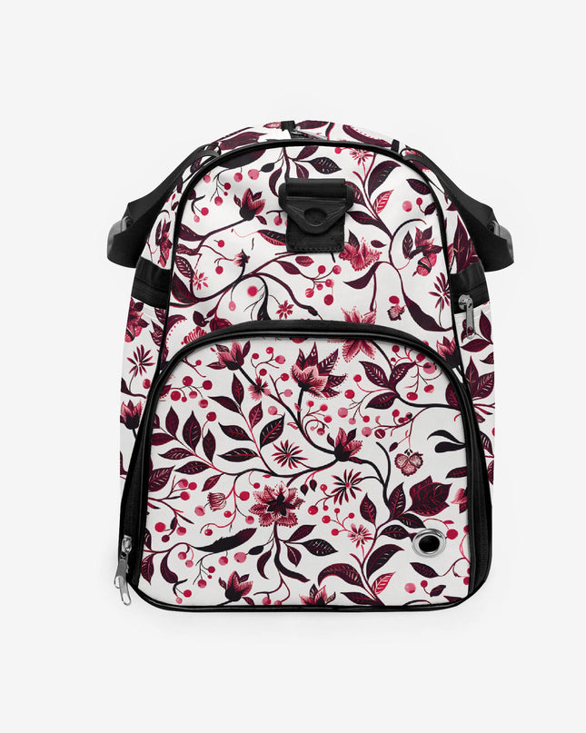Burgundy Flower Gym Duffel Bag - Sola Shoe