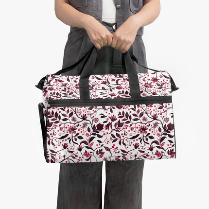 Burgundy Flower Gym Duffel Bag - Sola Shoe