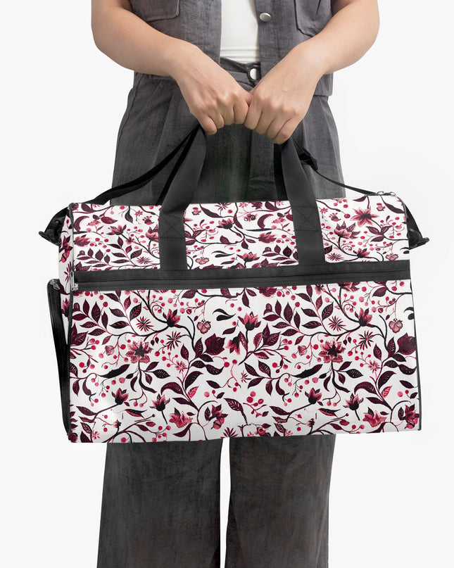 Burgundy Flower Gym Duffel Bag - Sola Shoe