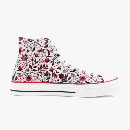 Burgundy Flower High - Top Shoes - Sola Shoe